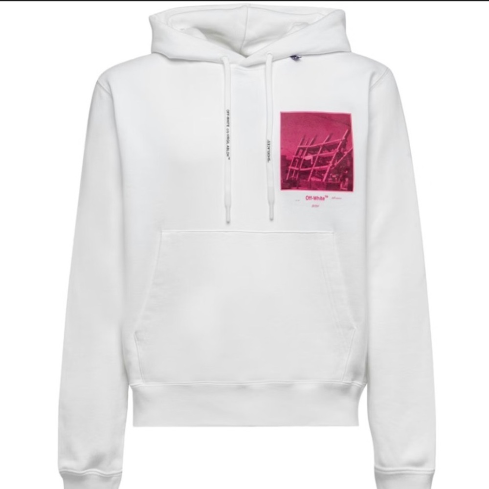Off-White White Graphic Hoodie “Incomputo” Arrow Logo | Size Small